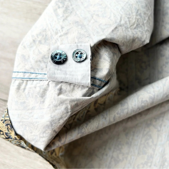 Indigo Palm Paisley Pattern Button Down Western Shirt - Picture 10 of 14